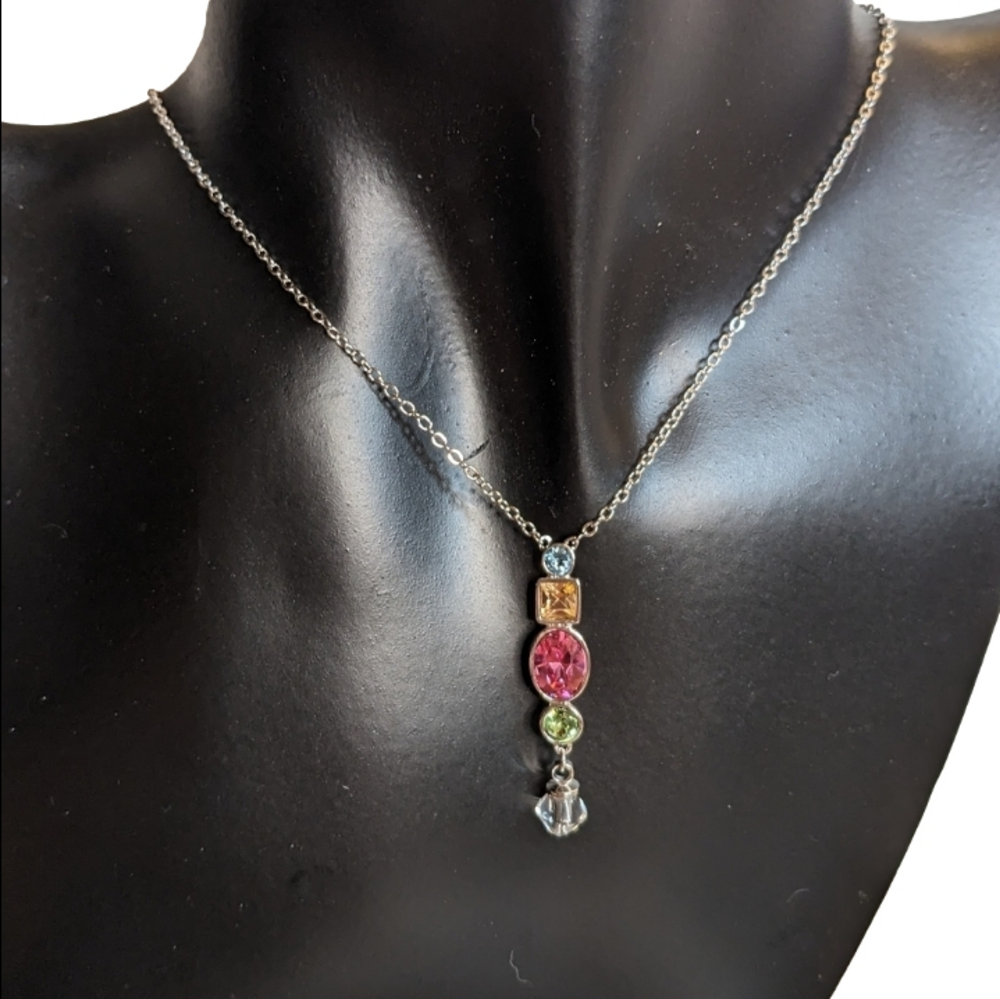 Swarovski Crystal Elements Silver Overlay Gumdrop‎ Necklace